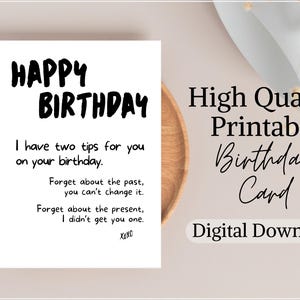 Printable Birthday Card | Two Tips For Your Birthday | Instant Download PDF, PNG | Black & White Bday Card | Print At Home | High Quality