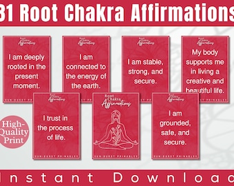 Root Chakra Affirmation Cards: 31 Daily Mindfulness Cards (Digital Download)