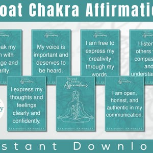 Bevestigingskaarten dagelijkse keelchakra I Afdrukbare kaarten voor communicatie en expressie I VISHUDDHA I Chakrahealing I Chakragids I pdf, png PNGEgg