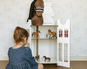 Hobby horse stall stable stand for 2 horses - Handmade organizer for stick horses Pferdeställe Ständer für ein Steckenpferd