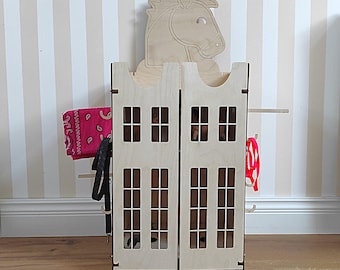 Wooden Hobby Horse Stable: Birch Plywood Stall with Hangers