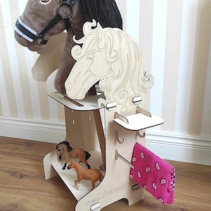 Hobby Horse Stall Stable, Wooden Stable Barn with hangers, Stable for 1 or 2 Hobby Horse