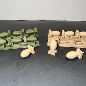 N Maßstab 1:160 Nuke / Atomic Bomb Frachtgut für Flachwagen und Gondeln (12 Pack) Militärfarben