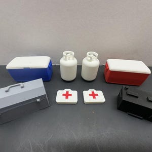 Kit di accessori per cingolati RC in scala 1/10, refrigeratore, batteria, propano, cassetta degli attrezzi - LCG