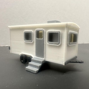 HO - Scale Camper / Camping Trailer Modern RV Winnebago 1:87 Detailed Outdoor Mobile Home Bright White