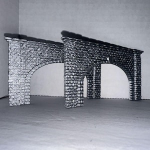 N Scale Double Tunnel Portal Fits 2 Tracks for 1:160 Train Set Diorama (2-Pack)
