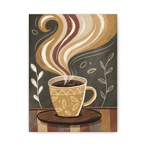 Vintage Coffee Cup Canvas Art: Retro Kitchen Decor