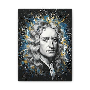 Canvas Wall Art, Isaac Newton, Home Decor, Science Gift, Physics Poster, Office Wall Decor