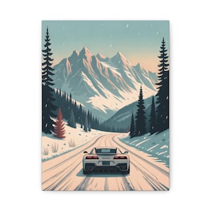 Canvas Wall Art, Chevrolet Corvette C8 Alpine Drive, Stretched Canvas Wall Art - Boyfriend Gift for Him