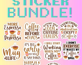 Coffee Sticker Bundle, Kaffee Sticker, Laptop Sticker, Bester Freund Geschenk