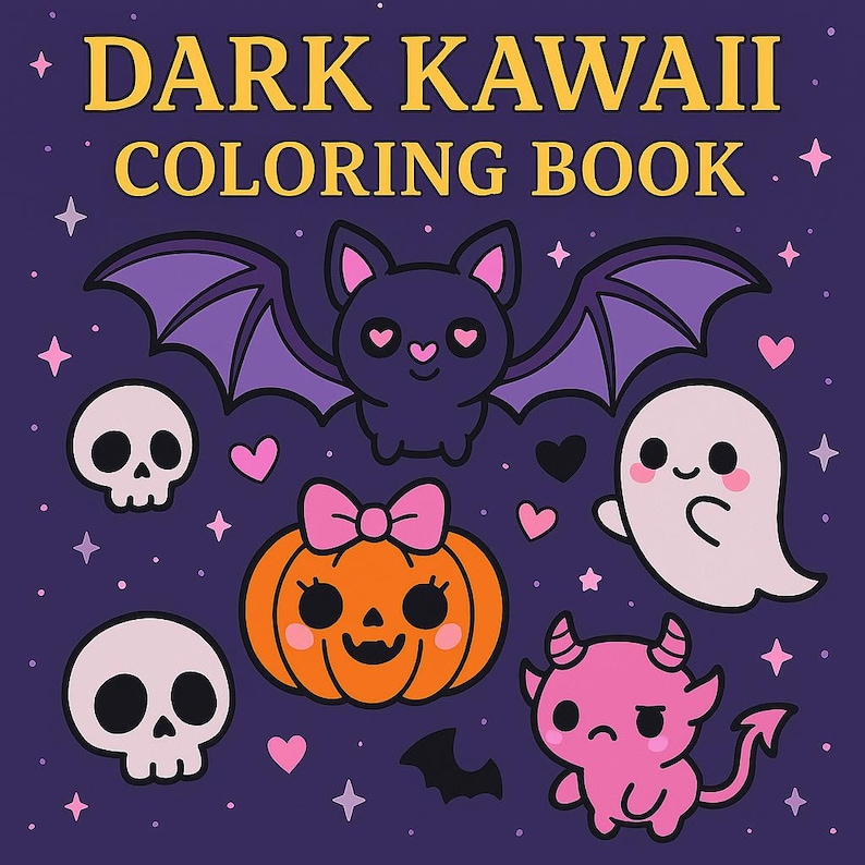 Dark Kawaii Coloring Book – Spooky Cute Halloween Creatures – Square ...