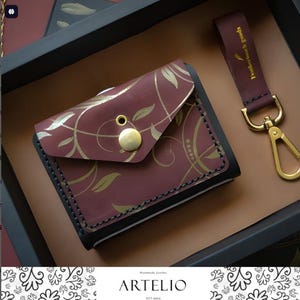 gift for her leather woman wallet women gift women flower leather wallet Wallet, Minimalist Women Wallet, Mini Womens Wallet