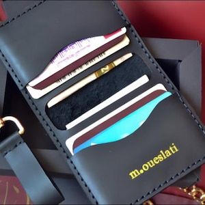 stamp your name leather wallet for Men Unique Gift for Him Anniversary Birthday Valentine's Day for Husband Father with keychain