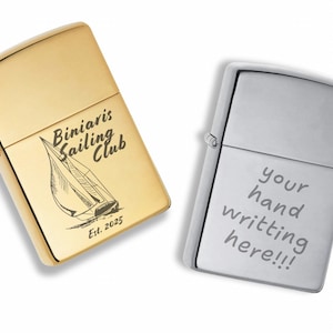 Custom engraved Chrome Lighter with Metal Case