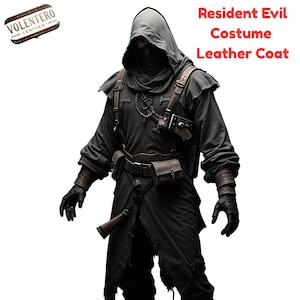Handmade Resident Evil Merchant Trench Coat – Black Leather Cosplay Costume, Long Gothic Duster, Steampunk Vintage Jacket for Men