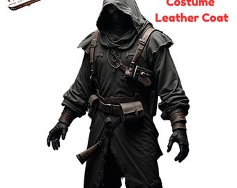 Handmade Resident Evil Merchant Trench Coat – Black Leather Cosplay Costume, Long Gothic Duster, Steampunk Vintage Jacket for Men