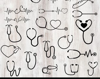 Pakiet stetoskopów svg, stetoskop sercowy, pielęgniarka svg, stetoskop pulsujący svg, clipart stetoskopu, medyczny svg.