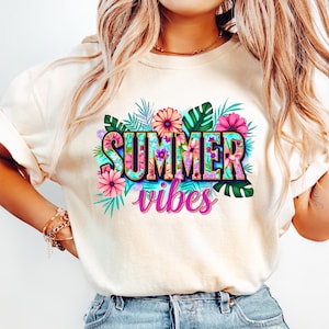 Preppy Summer Vibes png, Retro Floral Summer Vibes png, Trendy Summer Shirt Design, Summer Sublimation Design.