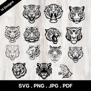 Tiger Gesicht svg Bundle, Tiger Maskottchen svg, Tigerkopf svg, Tiger Gesicht Clipart, Tiger svg, Tigerkopfsilhouette, T-Shirt svg.