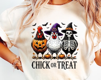 Chick Or Treat png, Halloween Chicken PNG, Funny Chick Or Treat PNG, Halloween Farm Design, Spooky Goose PNG.