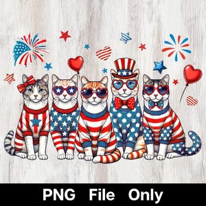Chats patriotiques png, chats du 4 juillet, conception de chat sur le thème des États-Unis, chats mignons png, 4 juillet png, enfants 4 juillet png.