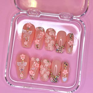 Pink Envy Nails/Handmade Nails/Short Coffin Nails/Summer Nails/Press On Nails