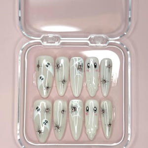 Boo Babe Nails/ Press On Nails/Halloween Nails/ Long Almond Nails