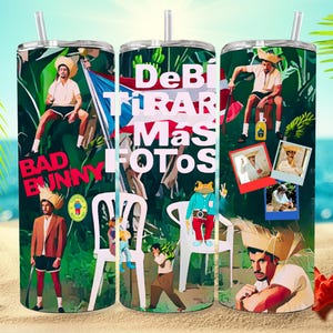 Bad Bunny | Debí Tirar Más Fotos Skinny Tumbler Wrap, Sublimation, PNG File
