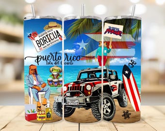 Puerto Rico | Isla Del Encanto | Skinny Tumbler Wrap, Sublimation, PNG File