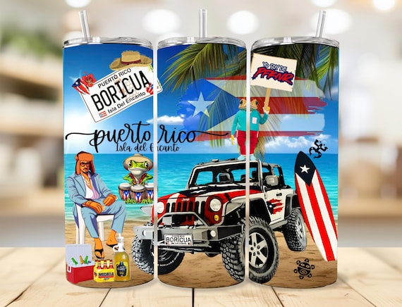 Puerto Rico | Isla Del Encanto | Skinny Tumbler Wrap, Sublimation, PNG File