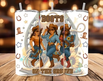 Boots On The Ground Skinny Tumbler Wrap, Sublimation, PNG File