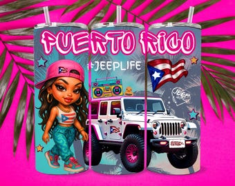 Puerto Rico Life PNG Tumbler Wrap – Chibi Latina Style