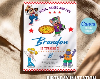 Chuck-E-Cheese Editable Invitation, Printable Birthday Invite, mouse invitation, Instant Download, Birthday Invite template