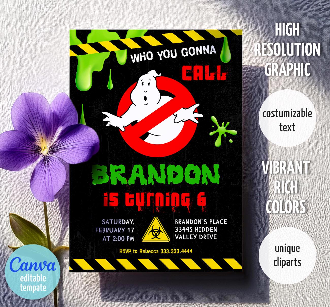Ghostbusters Birthday Invitation, Printable Editable Invite, Frozen ...