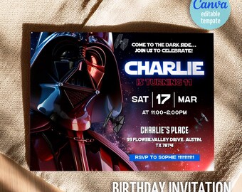 Darth Vader Birthday Invitation, Editable Star Wars Invite (Digital Download)