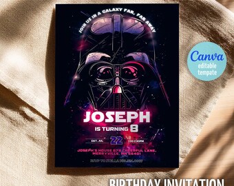 Printable birthday invite, Editable invitation, instant Download, wars invitation, Star invite, wars invitation, darth vader birthday party