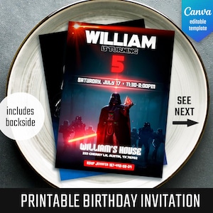 Printable birthday invite, editable invitation, instant download, Wars invitation, Star invite, Wars invitation, Darth Vader Birthday Party