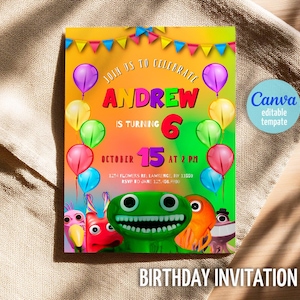 Printable Editable Garten banban Birthday Invitation, video game Birthday Party Invite, digital Party Invitation template, gamer Invitation