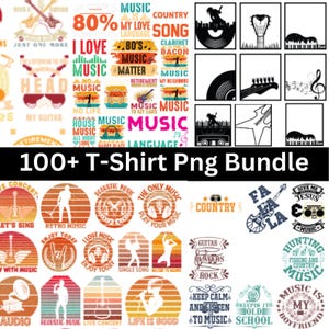 100+ Music T-Shirt PNG Bundle | Funny Music Quotes | Genre Graphics | Commercial Use