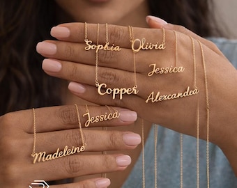 14K Solid Gold Custom Name Necklace, Personalized Jewelry, Gold Necklace, Gift For Her, Personalized Necklace, Necklace for Her,Gift for Mom