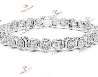 Moissanite Diamond Tennis Bracelet | Moissanite Tennis Bracelet | 7.25CT Oval Cut in 7 Inches |  14K Gold or Silver  | Customized Bracelet