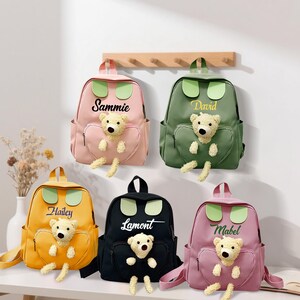 Sac à dos personnalisé pour enfant, nom personnalisé, sac à dos ours en peluche, cartable pour tout-petit, cadeaux d'anniversaire pour enfants, sac à dos pour la rentrée scolaire