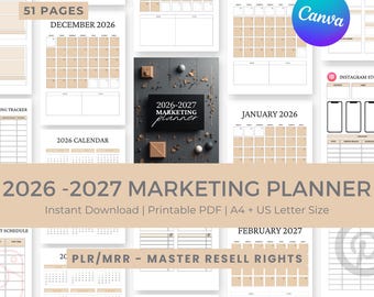 2026-2027 Marketing Planner, Social Media, Business Growth , PLR/MRR, Digital Download