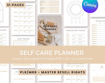 Self Care Planner, Printable Wellness Journal with PLR/MRR, Self Care Planner, Wellness Journal,  Mental Health Mindfulness,