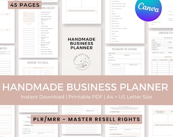 Handmade Business Planner,  Editable Canva  Template,  PLR & MRR, Digital Download