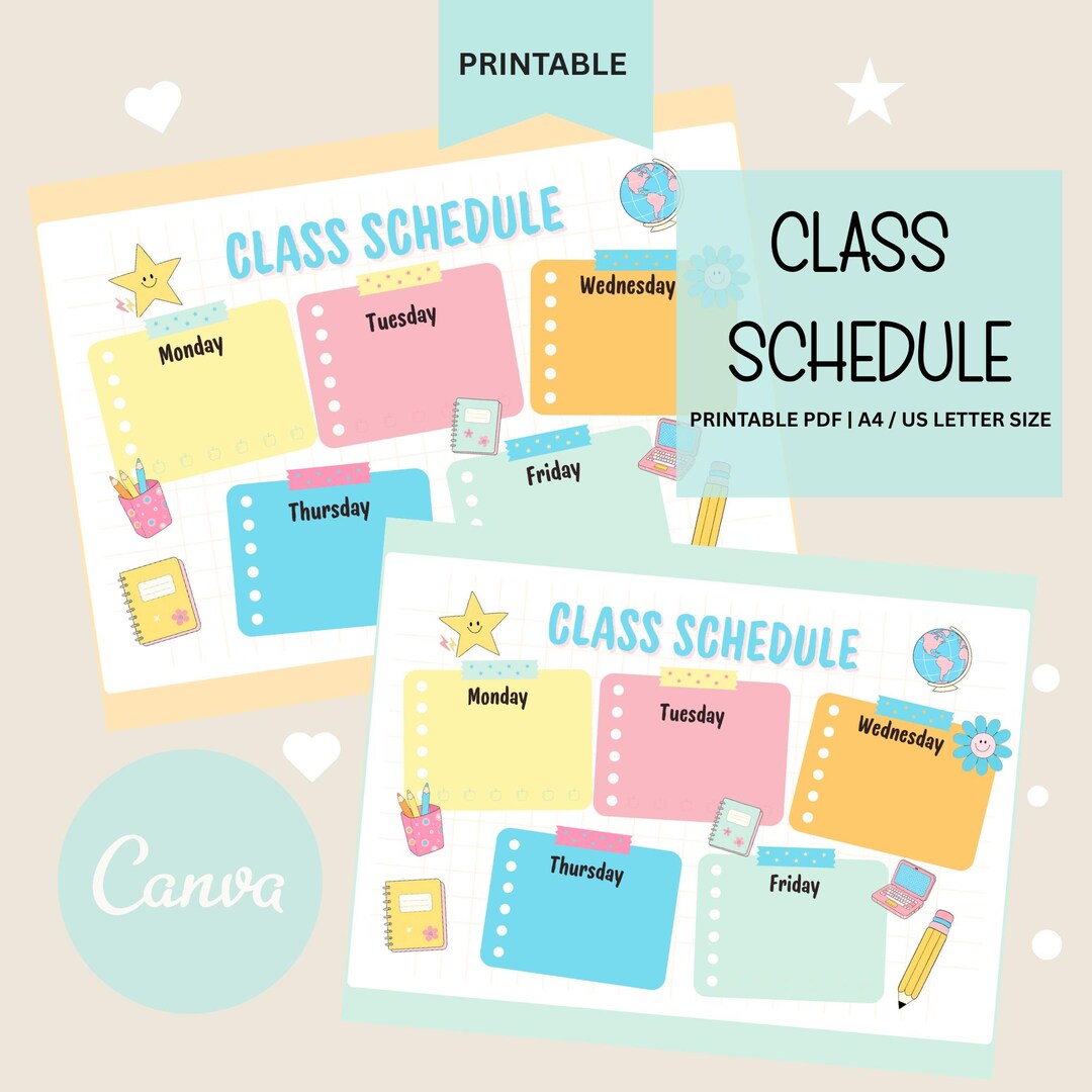 Editable Classroom Schedule Template, Printable Daily Planner, Digital ...