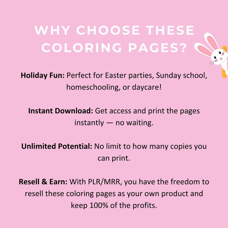 100 Easter Coloring Pages for Kids, Printable Activity Book , PLR & MRR ...