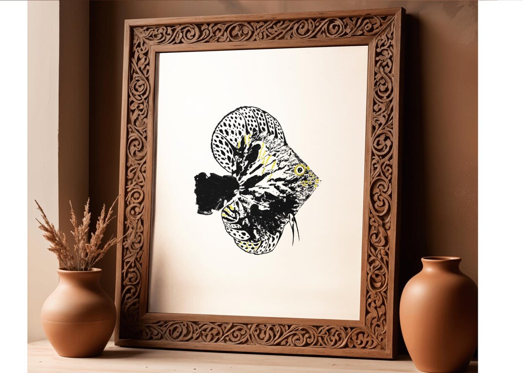 Discus Print Black Discus 5 – Original Printable Poster, Hand-painted Fish - Etsy
