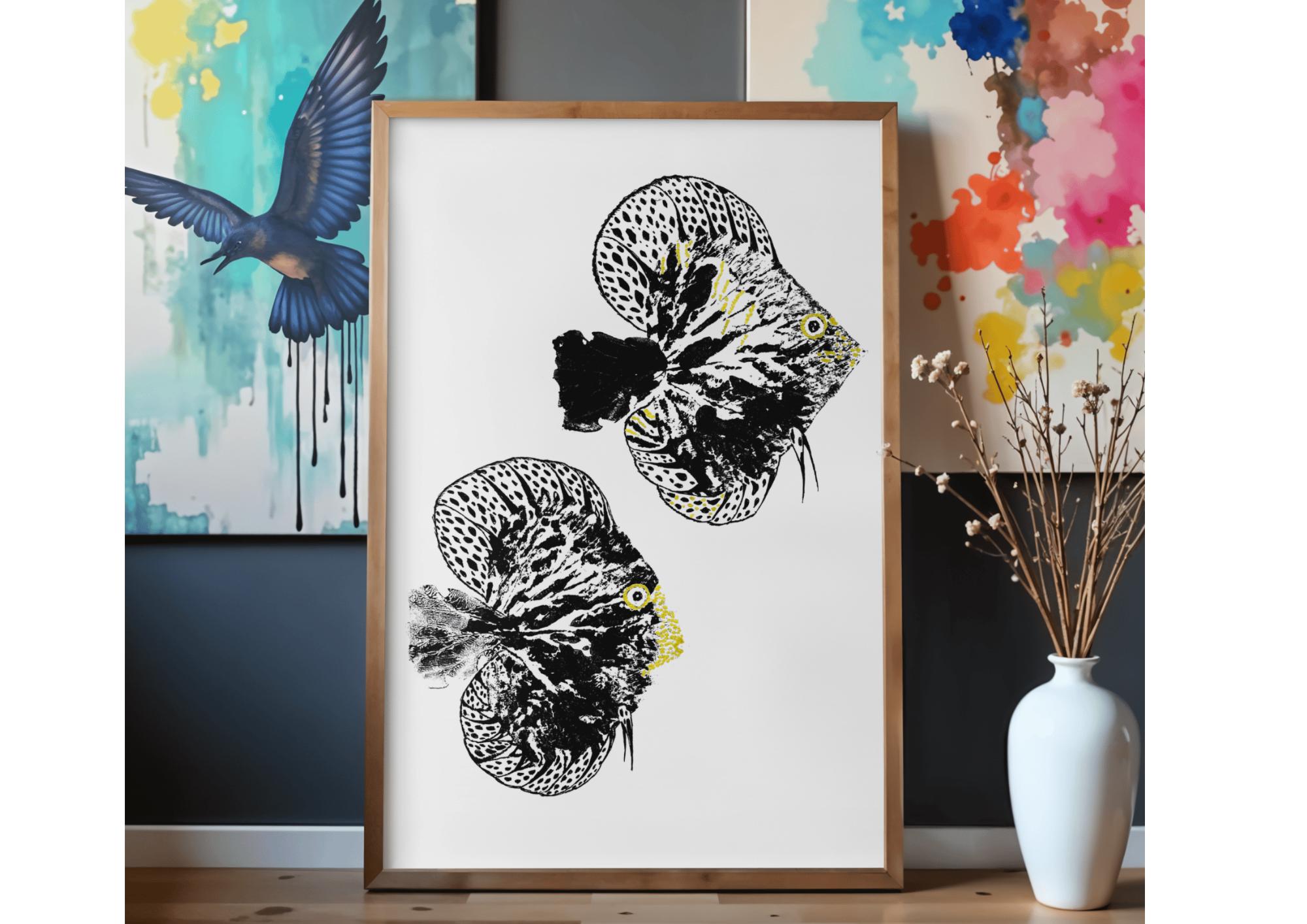 Discus Print Black Discus 2 – Original Printable Poster, Hand-painted Fish - Etsy