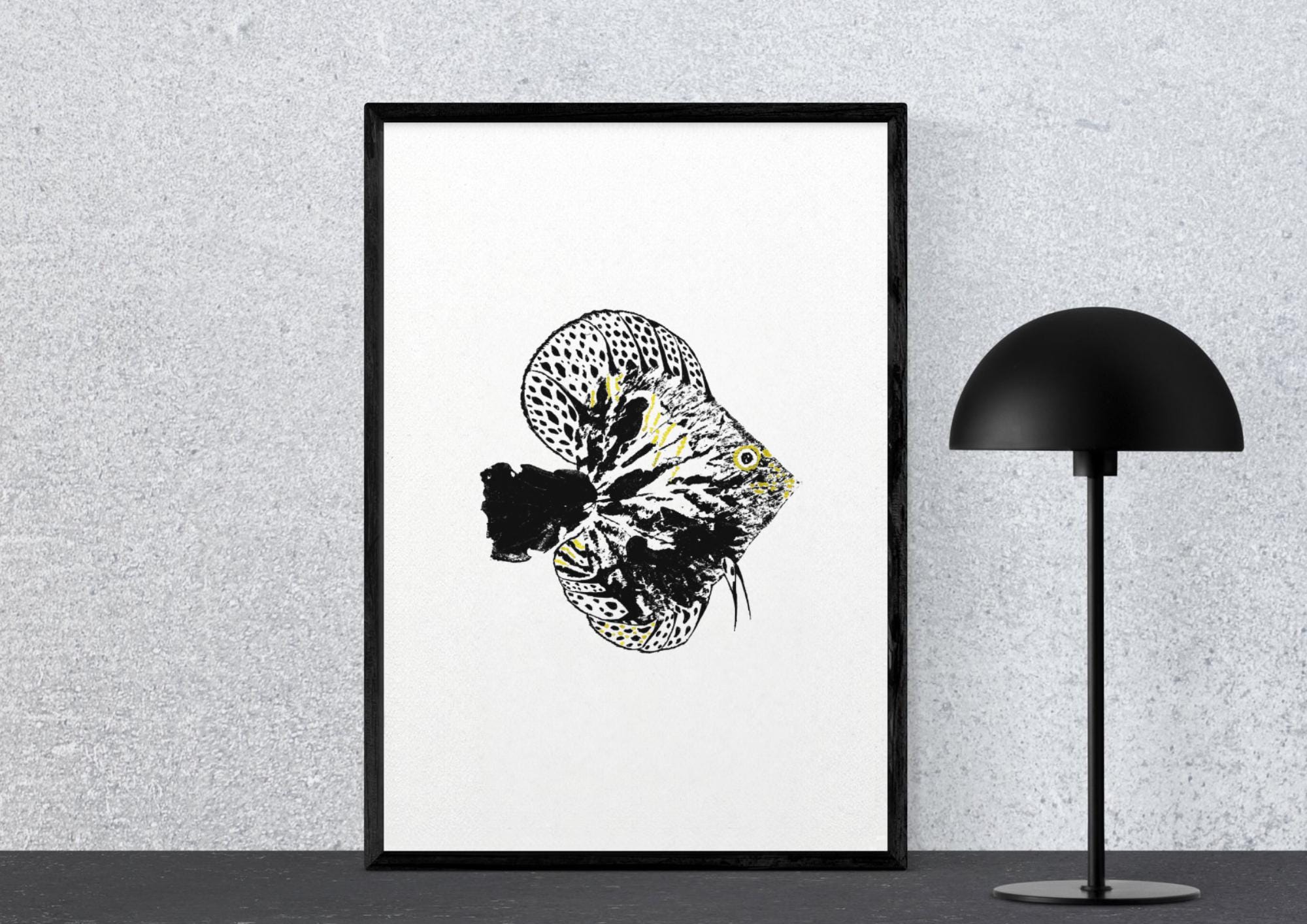 Discus Print Black Discus 5 – Original Printable Poster, Hand-painted Fish - Etsy